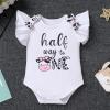 Cow Outfits for Baby Girl: Infant Half Way to One Birthday Outfit Toddler Cow 1/2 Birthday Farm Animal Party Cake Smash Photoshoot Romper Tutu Skirt Pink Cow - Half Way to One 6 Months view 2