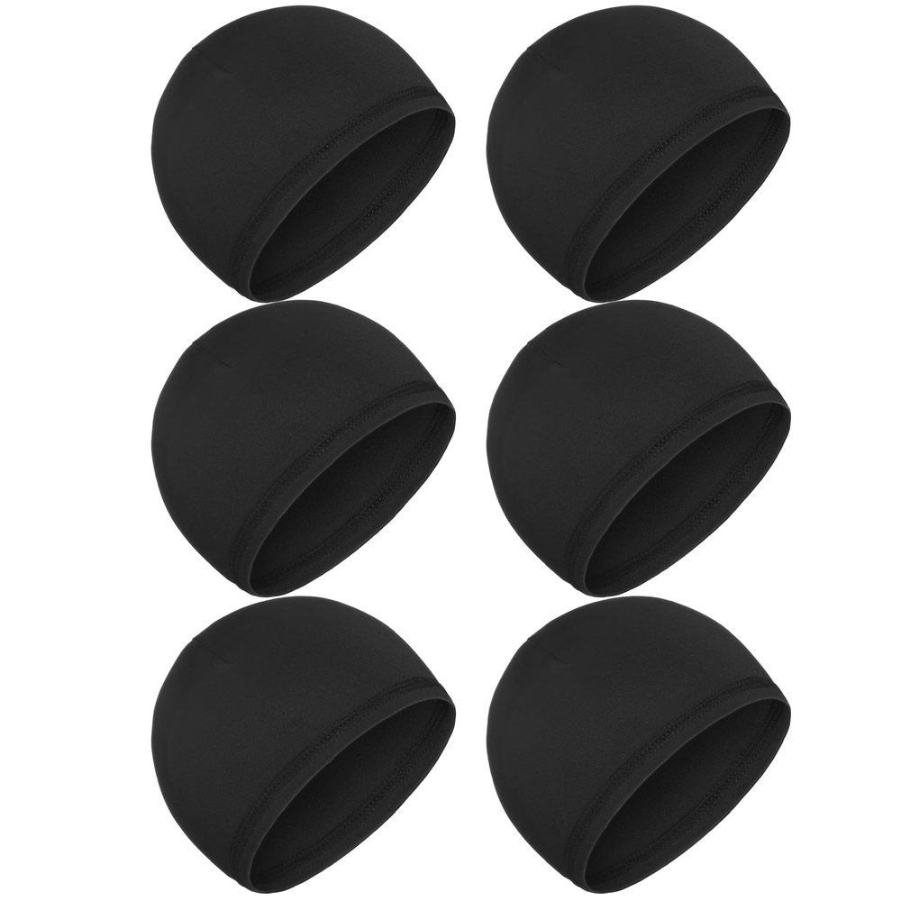 Boao 6 Pieces Cooling Skull Caps Helmet Hard Hat Liner Sweat Wicking Running Beanie Cycling for Men Women(X-Large,Black)