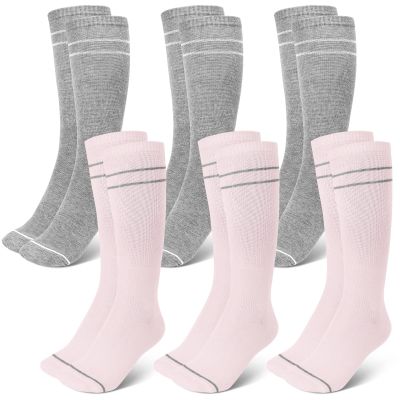 Yaomiao 6 Pairs Maternity Compression Socks 20-30 Mmhg Gray Pink Knee High Compression Socks for Pregnant Women Knitted Stockings