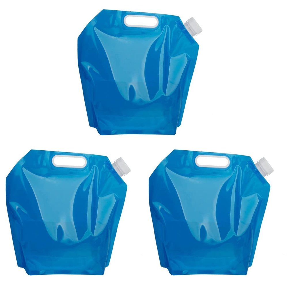 FOMIYES 3pcs Lightweight 10l Folding Water Storage Bag Camping Hiking Picnic Water Pouch Pe
