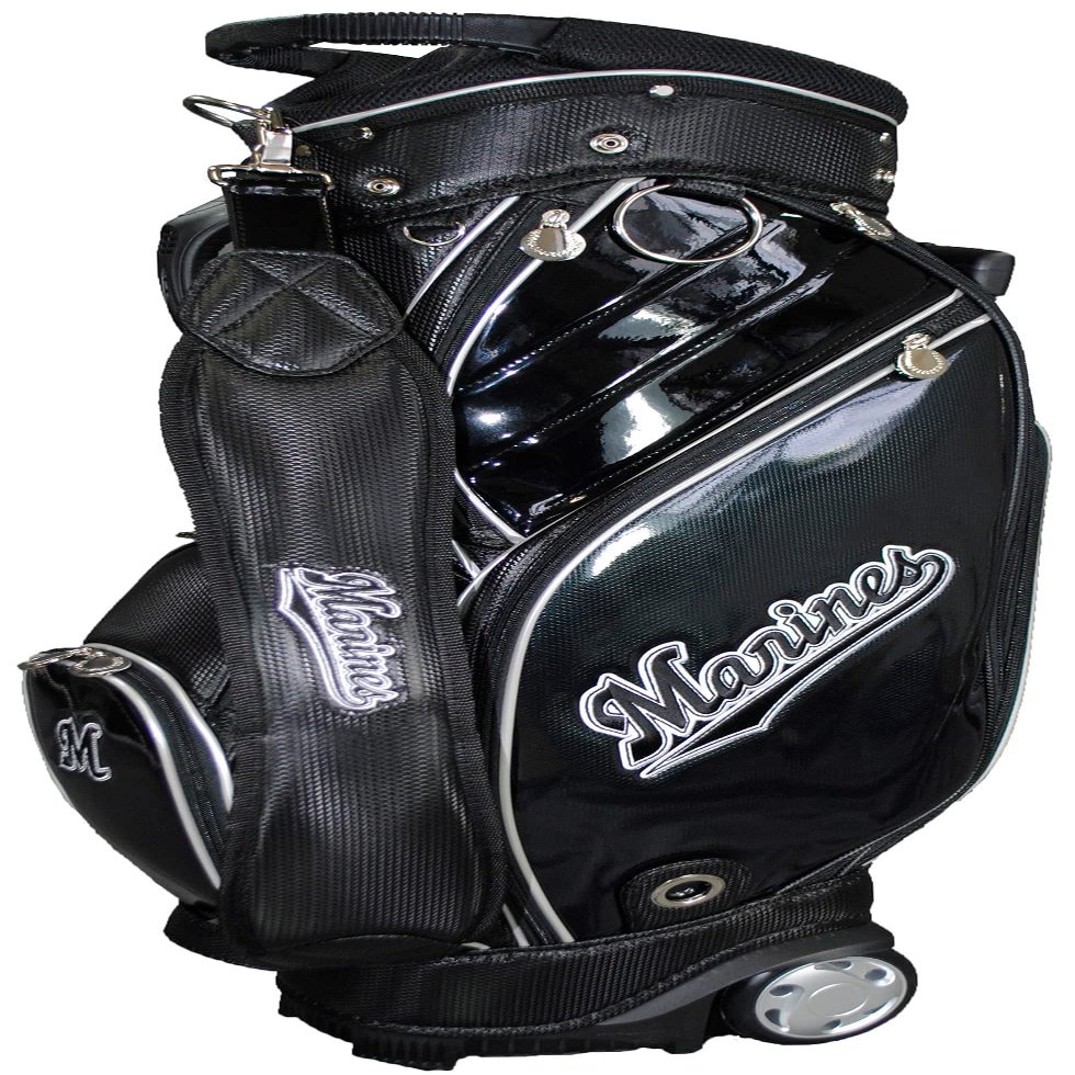 LEZAX Chiba Lotte Marines LMCB-2450 9.0 Type Caster Caddy Bag, Black