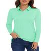 MAGCOMSEN Women's Long Sleeve Polo Shirts Athletic Collared Golf Tops for Work UPF 50+ Moisture Wicking Mint Green,L view 1