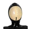 Yilen Latex Hood Inflatable Mask Full Face Hood Inflation Breathing Zipped Latex Mask (L, Black-Transparent) view 2