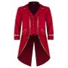 iiniim Steampunk Tailcoat Halloween Costumes for Men Gothic Medieval Victorian Jacket Cosplay Long Coat Red Large view 1