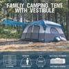 Portal 10 Person Camping Tent with Porch, Big Family Cabin Tent with 2 Rooms, 2 Doors, 2 Ground Vents, 6 Large Mesh Windows, Divided Curtain for Camping, Outdoor, Traveling, Water Resistant, Blue view 2