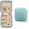 Benevolence LA Plush Velvet Jewelry Box | Travel Jewelry Case Organizer with Mirror | Featured in Oprah's Favorite Things | Best Gifts For Daughter, Girlfriend, Mom | Gifts For Her - Cyan view 1