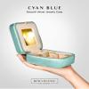 Benevolence LA Plush Velvet Jewelry Box | Travel Jewelry Case Organizer with Mirror | Featured in Oprah's Favorite Things | Best Gifts For Daughter, Girlfriend, Mom | Gifts For Her - Cyan view 2