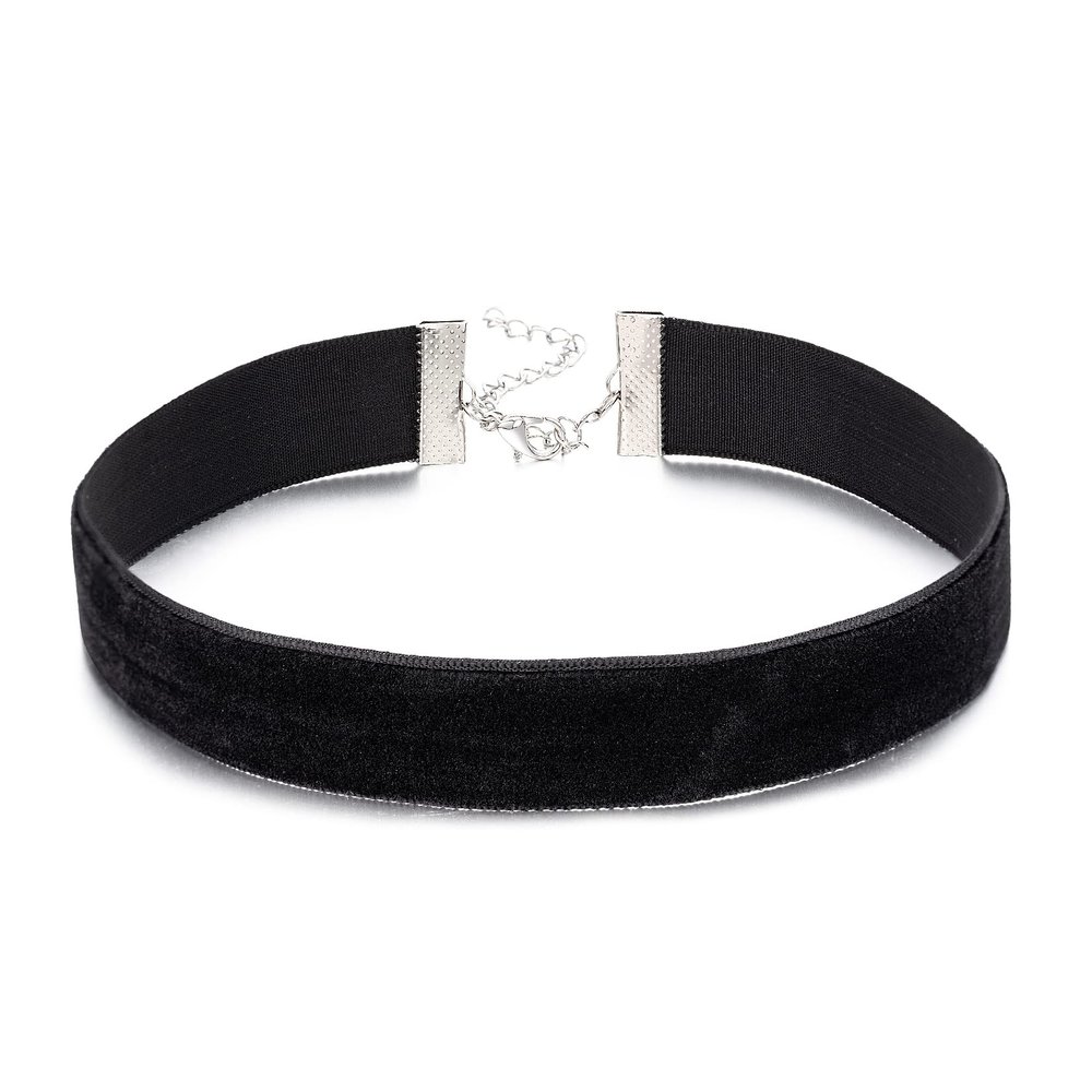 AnotherKiss Black Velvet Ribbon Choker Necklace for Women, Gothic Jewelry, Halloween Birthday Party Cosplay, Wide 3/4 inch (2cm)