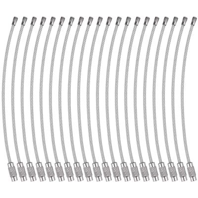 Wisdompro Wire Keychain Cable, 20 Pack of 4.3 Inch Stainless Steel Wire Keyrings 2mm Cable Keyring Loop/Hoop for Luggage Tags, Keys and ID Tag Keepers - Silver