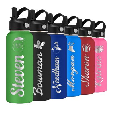 YanNanKe Personalized Water Bottle with Straw Lid for School,Custom Engraved Insulated Stainless Steel Sports Water Bottle with Name for Girls Boys Women Men(24oz/32oz/40oz,12 Colors)