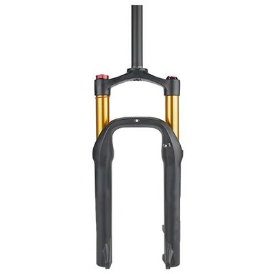 HSQMA 20 Inch Fat Bike Fork 4.0 Tires Snow Bike Air Suspension Fork 100mm Travel 1-1/8 Straight DIsc Brake Front Fork Quick Release 135mm (Color : Black Gold 20inch)