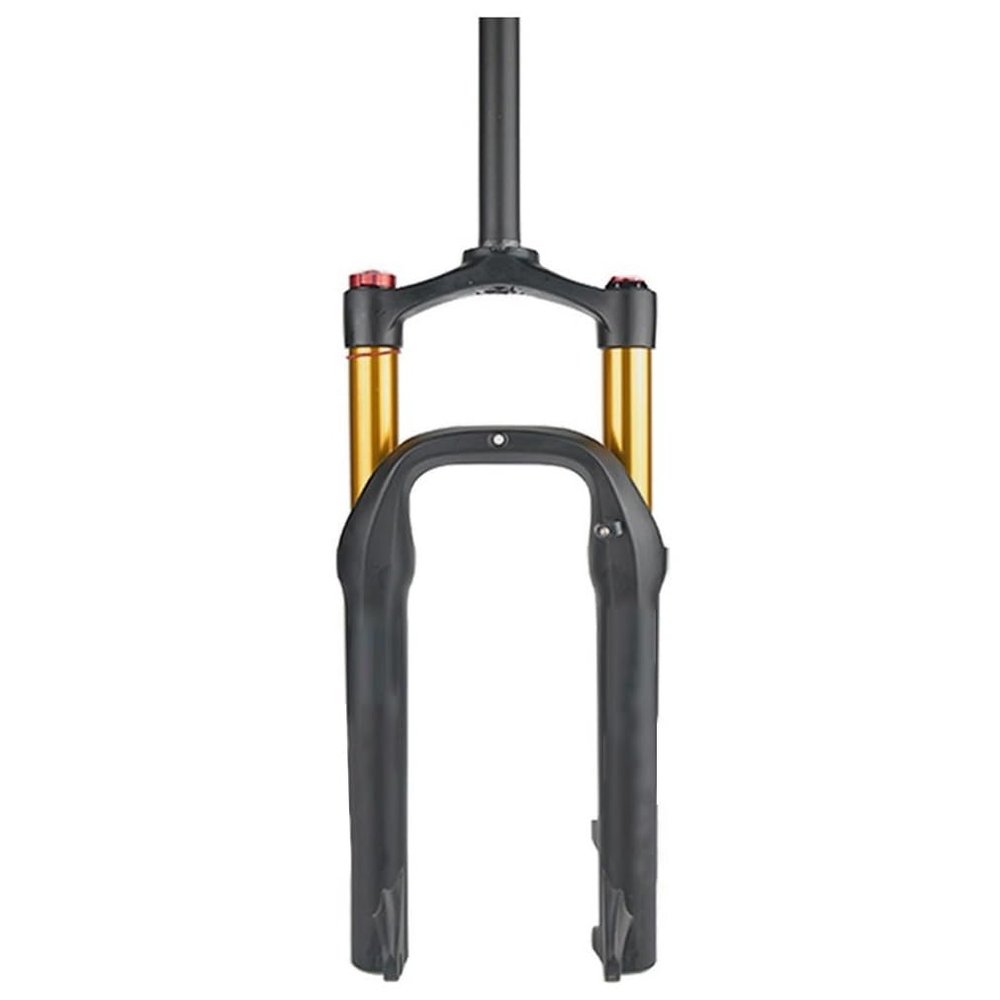 HSQMA 20 Inch Fat Bike Fork 4.0 Tires Snow Bike Air Suspension Fork 100mm Travel 1-1/8 Straight DIsc Brake Front Fork Quick Release 135mm (Color : Black Gold 20inch)