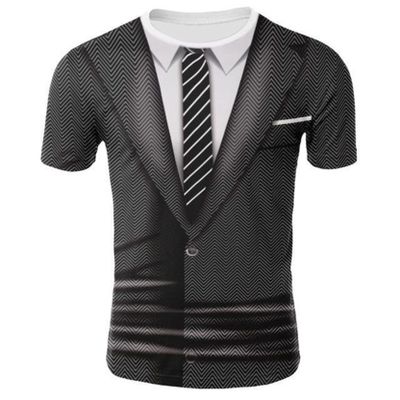 Jizyo Boys Short Sleeve Funny T-shirt with Fake Vest Tie Tuxedo Suit Shirt Summer Casual Top Halloween Cosplay Party Costume Type G 7-8 Years