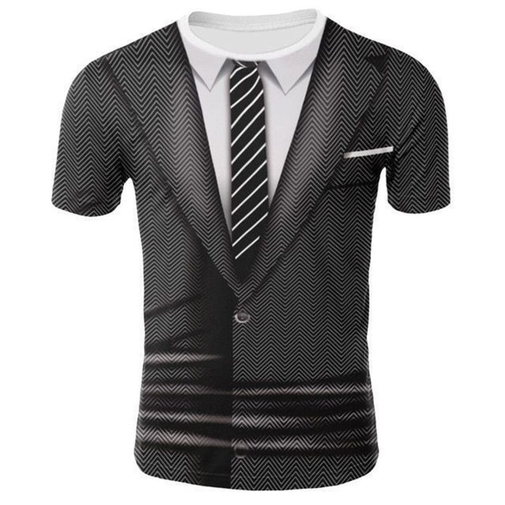 Jizyo Boys Short Sleeve Funny T-shirt with Fake Vest Tie Tuxedo Suit Shirt Summer Casual Top Halloween Cosplay Party Costume Type G 7-8 Years