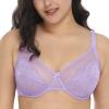 HSIA Minimizer Bras for Women Enchante Full Coverage Underwire Bras Plus Size Lifting Floral Lace Bra for Heavy Breast Purple view 2