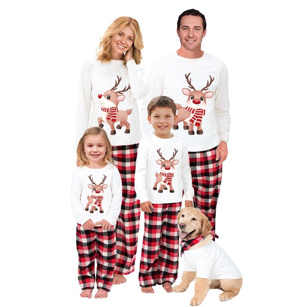 OAKFashion Christmas Family Pajamas Holiday Christma Pajama Family Matching Pjs Set Sleepwear Xmas Jammies(#A311, Kids, 6 Years)