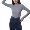Ambar Women's Mock Neck Long Sleeve Slim Fit Ribbed Knit Top, Grey,S - US view 1