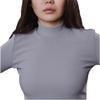 Ambar Women's Mock Neck Long Sleeve Slim Fit Ribbed Knit Top, Grey,S - US view 4