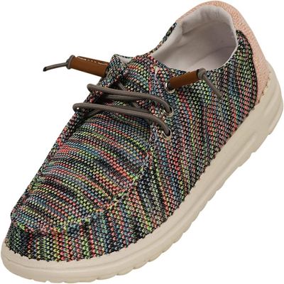 NORTY Unisex Kids Casual Boat Shoes - Slip-On Lace-Up Loafers for Boys and Girls - Lightweight Design - Multi Tweed,Size 2