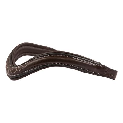ExionPro Exion Leather Browband for English Horse Bridle- Curved Shape, Soft Padded, Designer Stitched Equestrian Browband