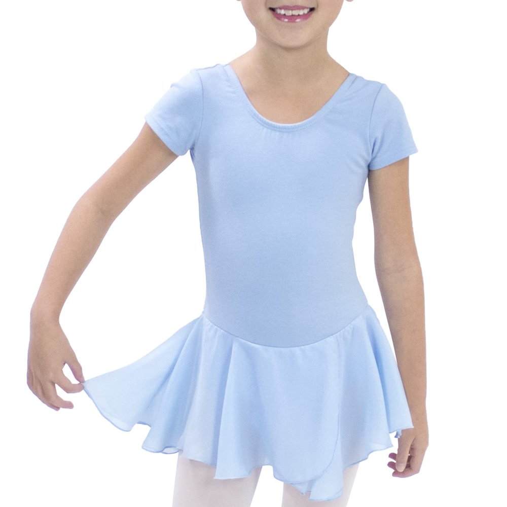 Basic Moves Little Girls Short Sleeve Ballet Leotard Dress (4/5, Baby Blue)