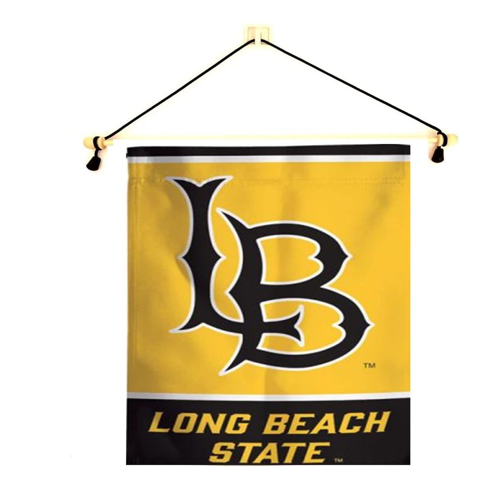 California State Long Beach Garden Flag With Banner Pole, 12.5 x 18 inch Flag with 15 inch Banner Pole and Cord, Licensed by Wincraft