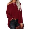 Batwing Sleeve Knit Tops One Shoulder Loose Pullover Long Sleeve Fashion Sweater(L-Wine Red) view 1