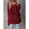 Batwing Sleeve Knit Tops One Shoulder Loose Pullover Long Sleeve Fashion Sweater(L-Wine Red) view 3