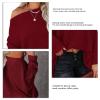 Batwing Sleeve Knit Tops One Shoulder Loose Pullover Long Sleeve Fashion Sweater(L-Wine Red) view 4