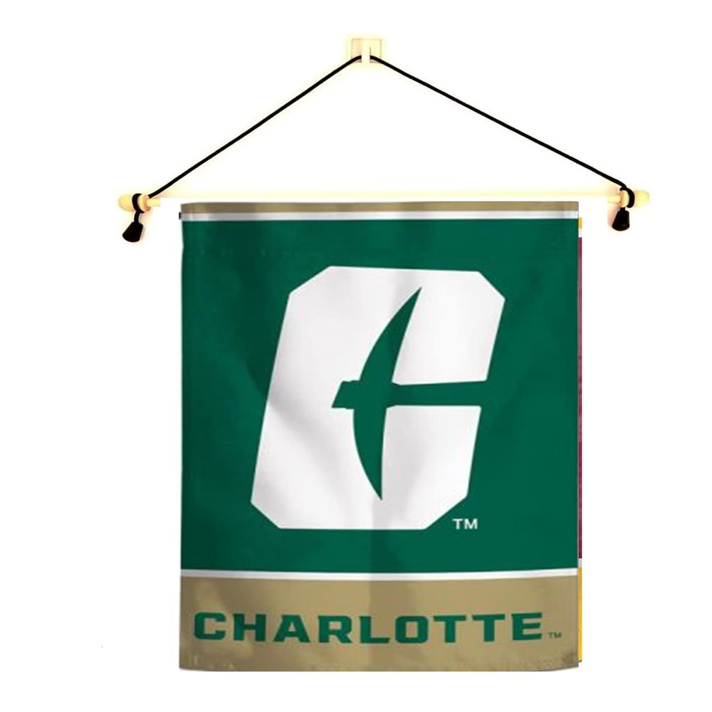 Charlotte Garden Flag With Banner Pole, 12.5 x 18 inch Flag with 15 inch Banner Pole and Cord, Licensed by Wincraft