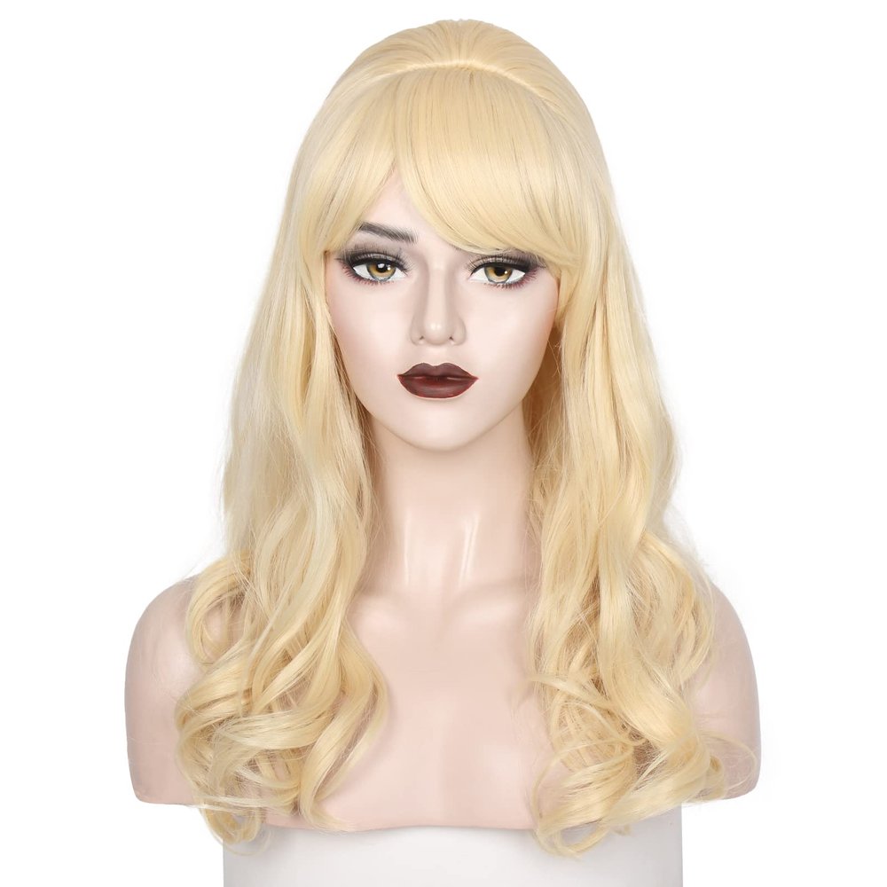 WeKen Long Wavy Blonde Wig Big Bouffant Beehive Wigs for Women fits 50s 80s Costume Halloween Party Updo Funny Drag Wig
