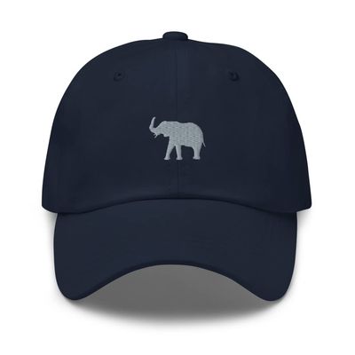 Elephant hat, Embroidered Unisex Baseball hat, Elephant hat Adult, Elephant Cap, Elephant Gifts for Elephant Lovers. Navy