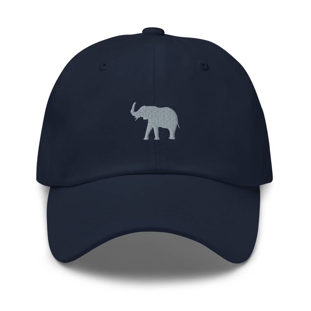 Elephant hat, Embroidered Unisex Baseball hat, Elephant hat Adult, Elephant Cap, Elephant Gifts for Elephant Lovers. Navy