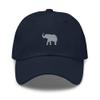 Elephant hat, Embroidered Unisex Baseball hat, Elephant hat Adult, Elephant Cap, Elephant Gifts for Elephant Lovers. Navy view 1