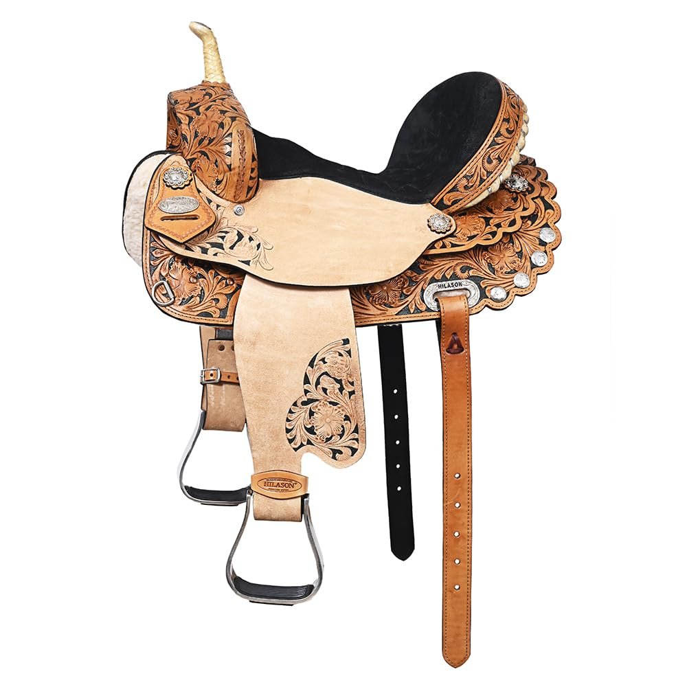 HILASON 17 in Western Horse Saddle American Leather Flex Tree Trail & Pleasure Rough Out