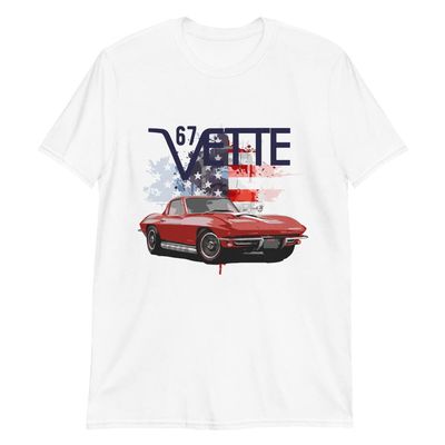 1967 Red 'Vette C2 American Classic car Art 67 Vette Short-Sleeve T-Shirt