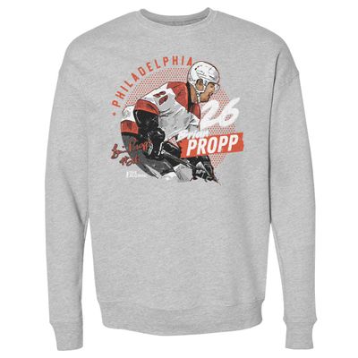 500 LEVEL Brian Propp Sweatshirt (Crew Sweatshirt, XX-Large, Heather Gray) - Brian Propp Philadelphia Dots WHT