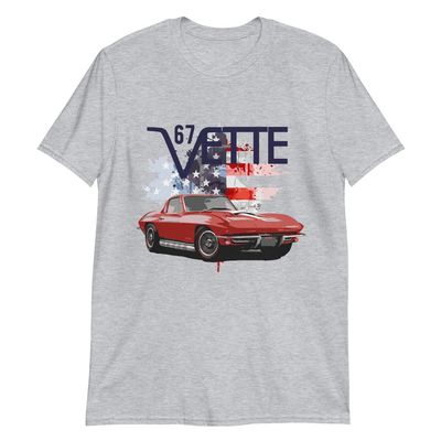 1967 Red 'Vette C2 American Classic car Art 67 Vette Graphic T-Shirt | Vintage Car Enthusiast Gift