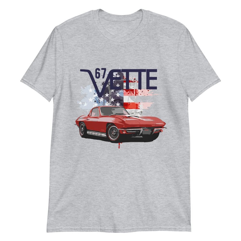 1967 Red 'Vette C2 American Classic car Art 67 Vette Graphic T-Shirt | Vintage Car Enthusiast Gift