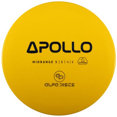 Alfa Discs Apollo | Straight Flying Mid Range | Chrome Plastic (173-176 Grams, Yellow)