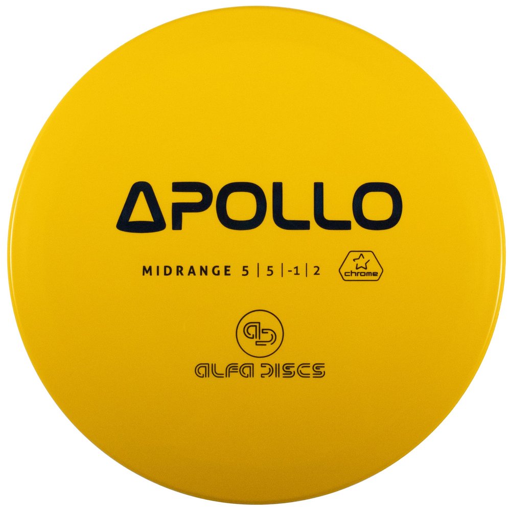 Alfa Discs Apollo | Straight Flying Mid Range | Chrome Plastic (173-176 Grams, Yellow)