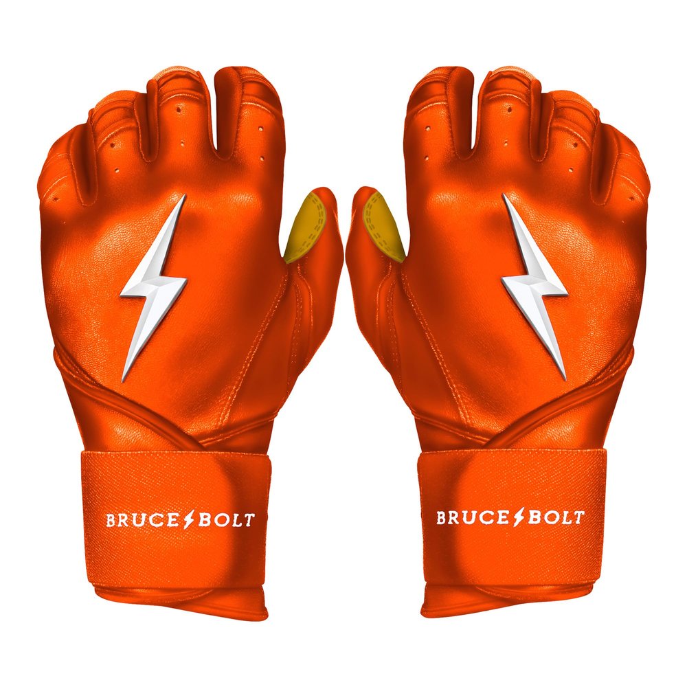 BRUCE BOLT Original Series Long Cuff Orange Batting Glove - Orange Youth Small