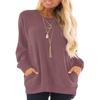KUOTAI Long Sleeve Shirts for Women Casual Crew Neck Blouses Tunic Tops with Pocket(Mauve, XX-Large) view 1