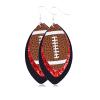 1/6/8/9Pairs Set Glitter Faux Leather Football Baseball Basketball Sports Teardrop Drop Dangle Earrings for Women Gift Jewelry Evil Eye Lucky Rugby Colorful Cool Punk-Red Black view 1