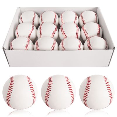 bkk 12 Pack Standard Size Adult Baseballs Unmarked & Leather Covered Training Ball Practice Baseball for Kids (Hard)