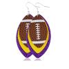 1/6/8/9Pairs Set Glitter Faux Leather Football Baseball Basketball Sports Teardrop Drop Dangle Earrings for Women Gift Jewelry Evil Eye Lucky Rugby Colorful Cool Punk-Yellow Purple view 1