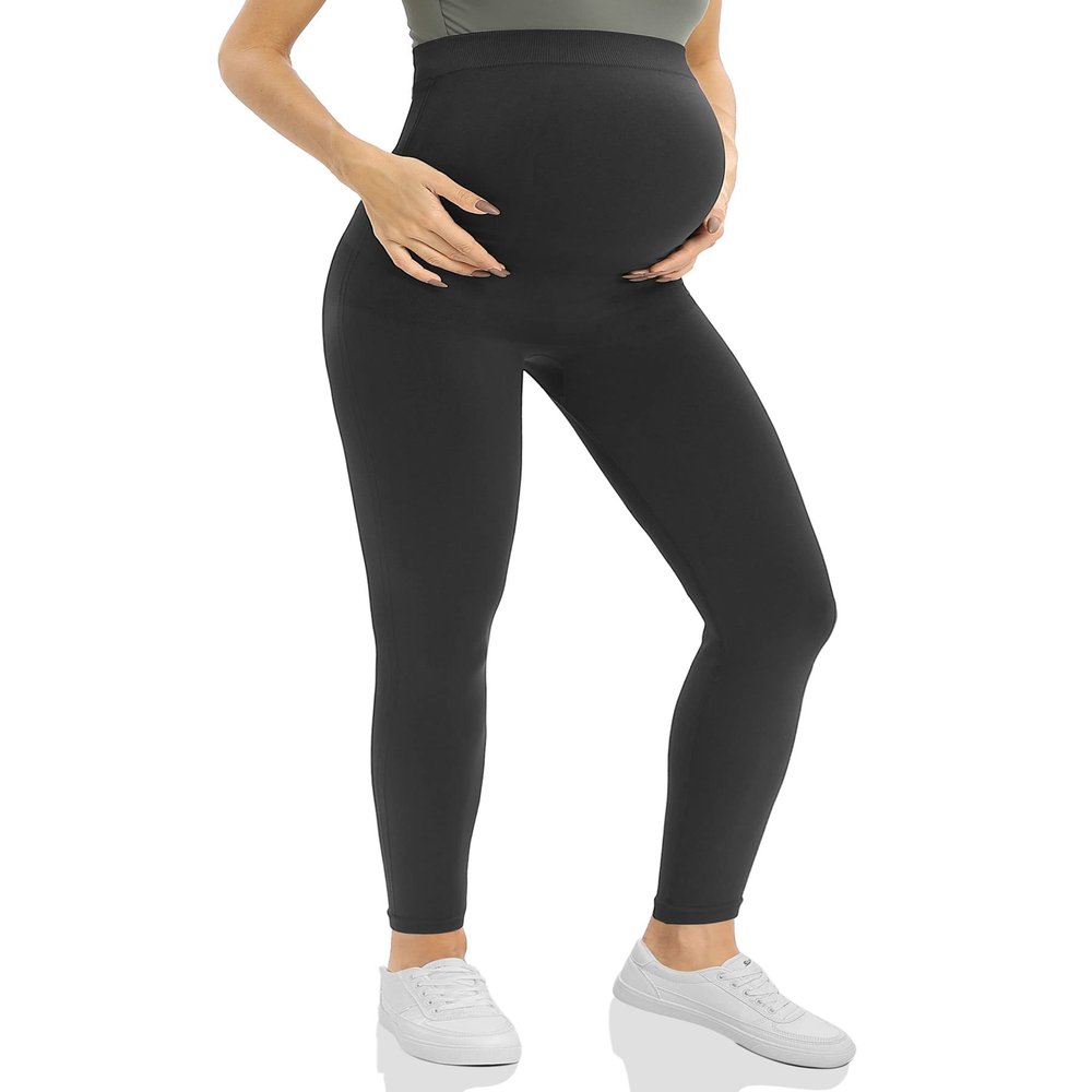 Rheane Maternity Leggings Over The Belly Pregnancy Pants Pregnancy Leggings for Women Maternity Workout Leggings Maternity Leggings Maternity Loungewear (Black M)