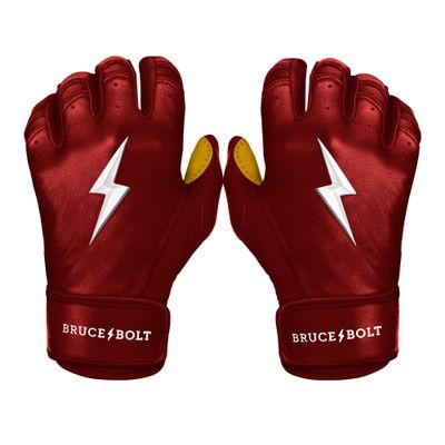 BRUCE BOLT Original Series Short Cuff Maroon Batting Glove - Maroon Youth XLarge