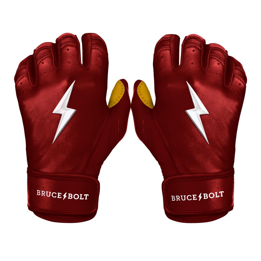 BRUCE BOLT Original Series Short Cuff Maroon Batting Glove - Maroon Youth XLarge