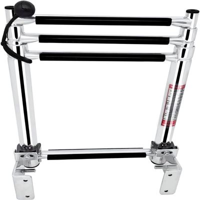 Mojiate Made Stainless Steel Boat Ladder 4-Step, Telescoping Transom Stepladder, Self-Lock Transom Mount Brackets, Rated to 400 Pounds